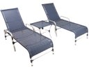 Ver imagem 1 de 2 Espreguiçadeiras e Mesa em Alumínio para Piscina, Jardim - Azul Dark