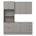 Ver imagem 1 de Cozinha Modulada Americana 3 Peças com Balcão 120cm sem Tampo Cinza/nature - Móveis Henn