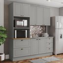 Ver imagem 2 de Cozinha Modulada Americana 3 Peças com Balcão 120cm sem Tampo Cinza/nature - Móveis Henn