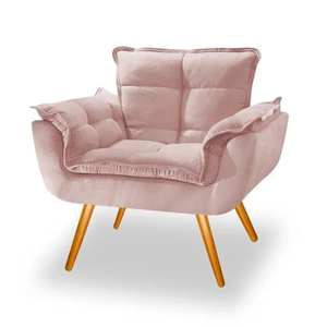 Poltrona Opala Rose Suede Decorativa para Sala Escritório Biselos-decor