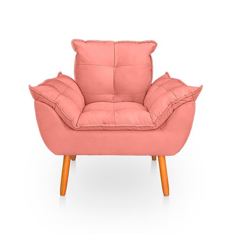Poltrona Opala Rose Suede Decorativa para Sala Escritório Biselos-Decor