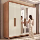 Ver imagem 6 de Guarda-Roupa Casal com Espelho 6 Portas 2 Gavetas com Pés Napoli