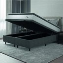 Ver imagem 2 de Cama Box Colchão Baú Casal Queen Molas Ensacadas City Pillow Top 158x198x64cm Branco / Cinza Hellen