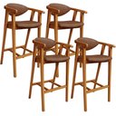 Ver imagem 1 de Kit 05 Banquetas Alta Cozinha Bancada Bar Sala de Jantar Fixa Cecília L02 Couríssimo Marrom - Lyam D