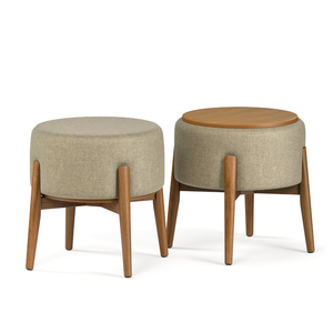 Puff Dual Cinza 08 Carvalho Tampo Mdf Premium Sofisticado