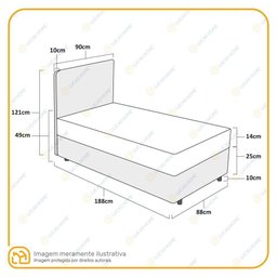 Cama Box + Cabeceira Preta E Colchão De Espuma Solteiro 88cm - 7