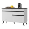 Balcão Cozinha Gabinete Pia 120 Cm 2 Portas 1 Gaveta Veneza Multimóveis Mp3680.964 Branco/preto - 2