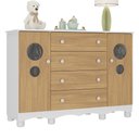 Ver imagem 2 de Cômoda Infantil 125cm 2 Portas com Vidro e 4 Gavetas Suspiro Multimóveis Mp4460 Branco/madeirado