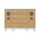 Ver imagem 7 de Cômoda Infantil 125cm 2 Portas com Vidro e 4 Gavetas Suspiro Multimóveis Mp4460 Branco/madeirado