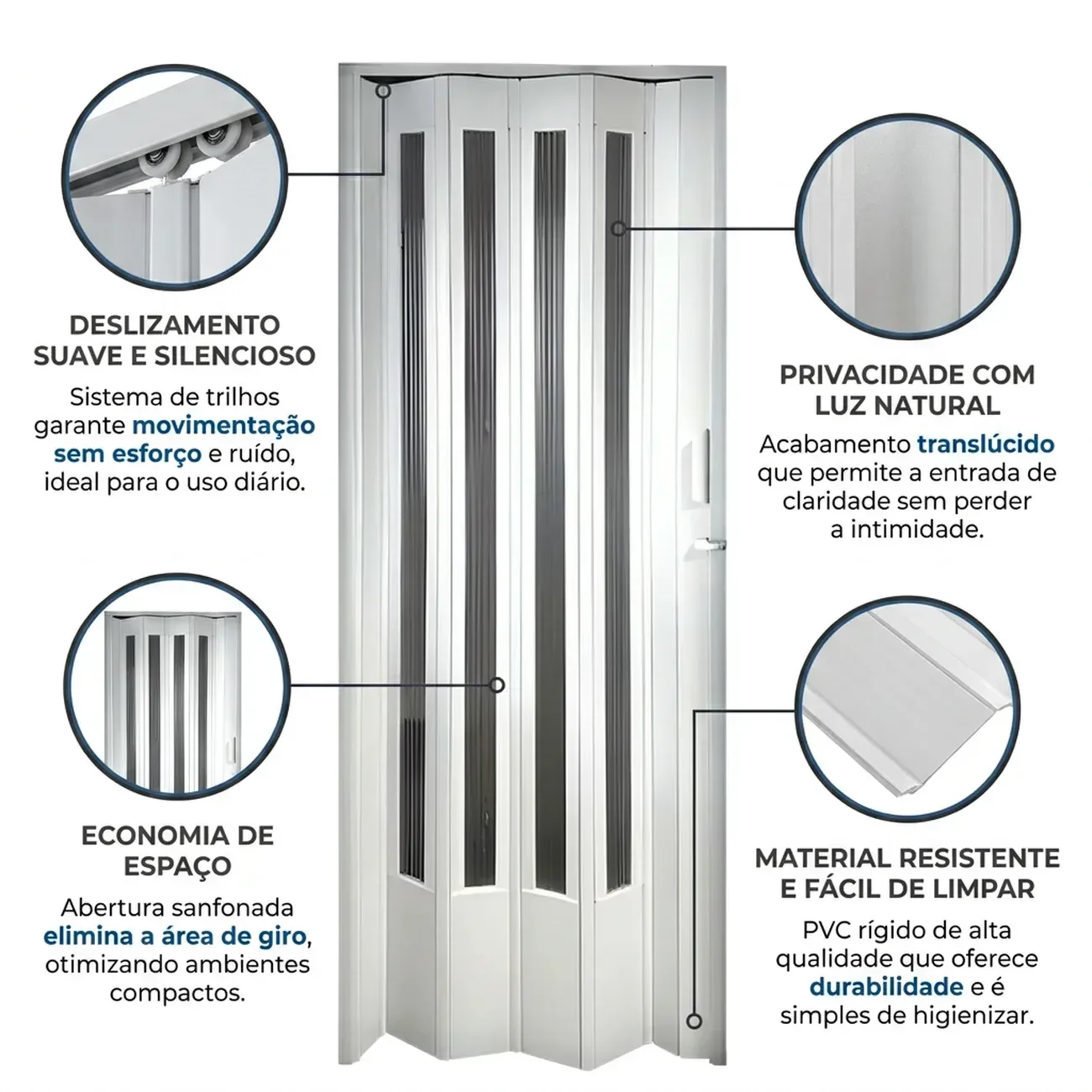 Ver imagem 5 de Porta Sanfonada de PVC Translucido 210cm x 84cm Plastporta Bcf Branco
