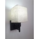 Ver imagem 1 de Arandela Quadrada Vivare Md-2019 Base Alumínio Preto Com Interruptor Cúpula em Tecido - Bivolt - Pre