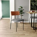 Ver imagem 2 de Kit 02 Cadeiras Estofadas para Sala de Jantar Melina L02 Couríssimo Camel Linho Cinza Escuro -