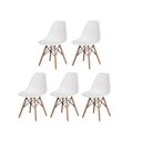 Ver imagem 4 de Conjunto de Mesa de Jantar Eames Eiffel Redonda 100cm Tampo de Madeira Branco com 5 Cadeiras Brancas