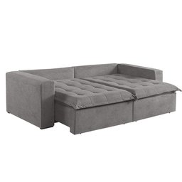 Sofá Cama 3 Lugares Retrátil Reclinável Linho M-184 Martins Cinza - 5