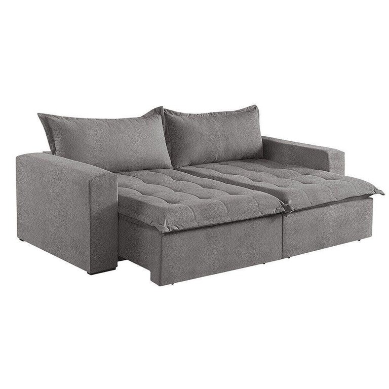 Sofá Cama 3 Lugares Retrátil Reclinável Linho M-184 Martins Cinza Sofá Cama 3 Lugares Retrátil Reclinável Linho M-184 Martins Cinza