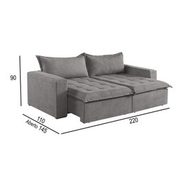 Sofá Cama 3 Lugares Retrátil Reclinável Linho M-184 Martins Cinza - 2