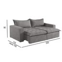 Ver imagem 2 de Sofá Cama 3 Lugares Retrátil Reclinável Linho M-184 Martins Cinza