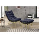 Ver imagem 2 de Poltrona Decorativa Costela com Puff Adão Dourado - Azul