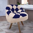 Ver imagem 1 de Poltrona Paloma Escritório Sala Giratória Madeira Suede Bege e Suede Azul Marinho - Dominic Decor
