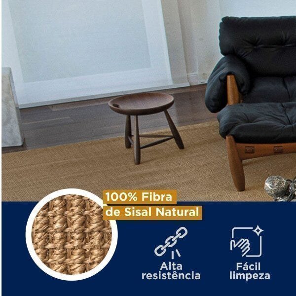 Tapete Sisal Natural 2,50M x 3,00M Carcará Cabecasa Madeiramadeira - 4