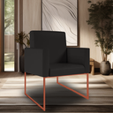 Ver imagem 4 de Kit 06 Poltronas Recepção Courino 3 Cores - Base Ferro Cobre - Preto