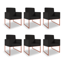 Ver imagem 1 de Kit 06 Poltronas Recepção Courino 3 Cores - Base Ferro Cobre - Preto