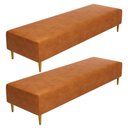 Ver imagem 1 de Kit 02 Puffs Decorativo Sala de Estar Bali W01 Pés Palito 170x60cm Couríssimo Canela - Lyam Decor