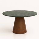 Ver imagem 1 de Editar Mesa de Jantar Cone Redondo 110 cm Tampo Mármore Verde Guatemala Base Nogueira