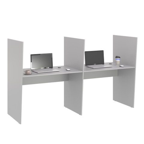 Escrivaninha Office 2 Lugares Letonia Cinza