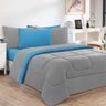 Edredom Malha 100% Algodão Gran Moratta 1 Peça Casal - Cinza-azul Turquesa - 1