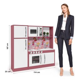 Cozinha Infantil Diana Com Refrigerador P/ Meninas Em Mdf - Branco/Rosa - 3