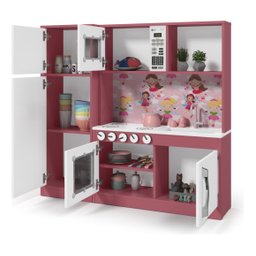 Cozinha Infantil Diana Com Refrigerador P/ Meninas Em Mdf - Branco/Rosa - 8