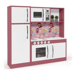 Cozinha Infantil Diana Com Refrigerador P/ Meninas Em Mdf - Branco/Rosa - 7
