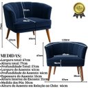 Ver imagem 2 de Poltrona Decorativa para Recepção Pés de Madeira Natural Tecido Veludo Premium Suporta 120kg
