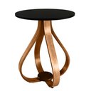Ver imagem 1 de Mesa Lateral de Canto Pé Cebola 70cm Castanho com Vidro:preto