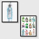 Ver imagem 1 de Kit 2 Quadros Decorativos Garrafas de Gin 24x18cm - com vidro:Madeira preta