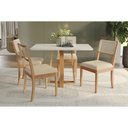 Ver imagem 1 de Conjunto Mesa Elma Premium Madeira Maciça C/ Tampo Madeirado C/ Vidro 120x80cm e 4 Cadeiras Lola