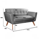 Ver imagem 2 de Sofá Bruna 2 Lugares Fixo 142cm Linho Cinza 320 Estrutura Madeira Bella Decor