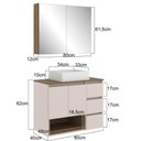 Ver imagem 5 de Conjunto Gabinete de Banheiro 80cm Vitória com Espelheira e Cuba Mel Arenas Mdp Faema