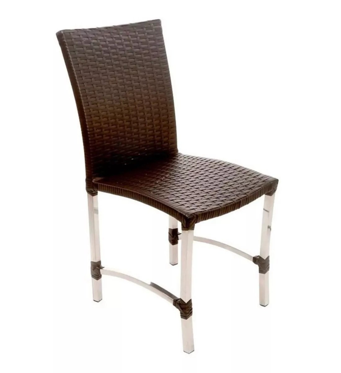 Kit 8 Cadeiras Floripa Aluminio Polido Fibra Sintética Proteçao Uv Marrom - 2