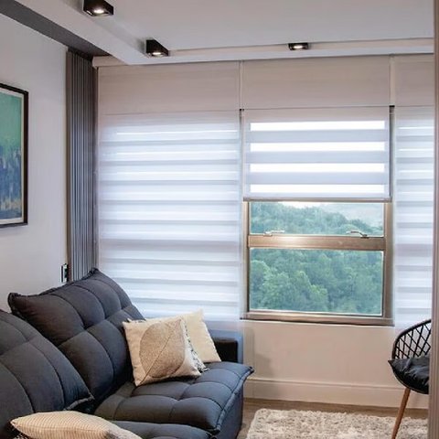 Persiana Double Vision Semi Black-out Branco - Requinte Linha Stripe 1,82m até 1,99m 1,0m até 1,29m