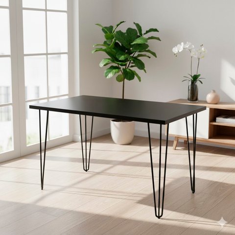 Mesa Industrial 1285cm x 75cm Hairpin Legs Preto/Tx