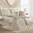 Ver imagem 1 de Kit Cobre Leito Fascínio Super King Cetim c/ Tule de Pérola 10 Peças - Bronze