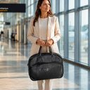 Ver imagem 6 de Bolsa de Viagem Grande 55cm x 35cm x 24cm em Couro Sintético com Alça e Fechamento por Zíper