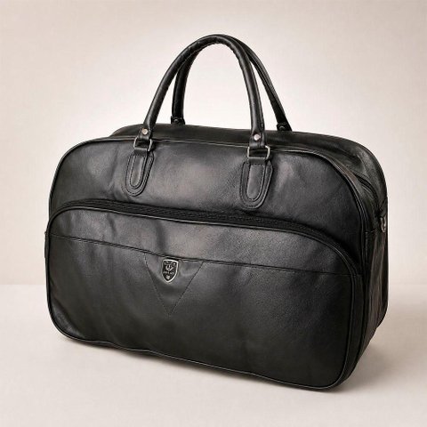 Bolsa de Viagem Grande 55cm x 35cm x 24cm em Couro Sintético com Alça e Fechamento por Zíper