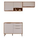 Ver imagem 1 de Kit Armário Aéreo Cozinha Compacta Áurea 200cm e Balcão Cinamomo-off White