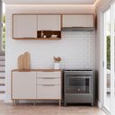 Ver imagem 2 de Kit Armário Aéreo Cozinha Compacta Áurea 200cm e Balcão Cinamomo-off White