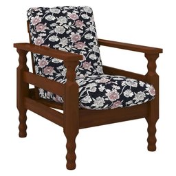 Jogo de Sofá Madeira Maciça Liz 3 Lugares e 2 Poltronas Multimóveis Floral Rosa - 2