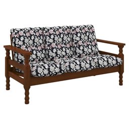 Jogo de Sofá Madeira Maciça Liz 3 Lugares e 2 Poltronas Multimóveis Floral Rosa - 3