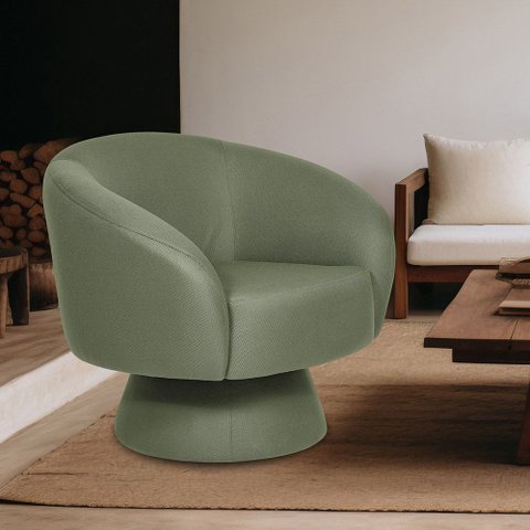 Poltrona Decorativa Liz Base Fixa Linho Verde Claro - Nexta Casa
